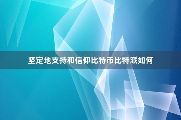 坚定地支持和信仰比特币比特派如何