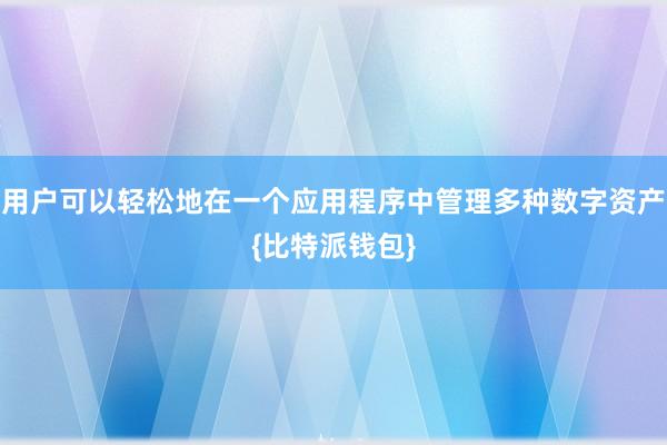 用户可以轻松地在一个应用程序中管理多种数字资产{比特派钱包}