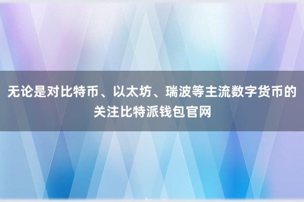 无论是对比特币、以太坊、瑞波等主流数字货币的关注比特派钱包官网