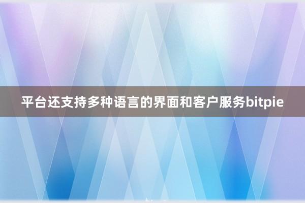 平台还支持多种语言的界面和客户服务bitpie