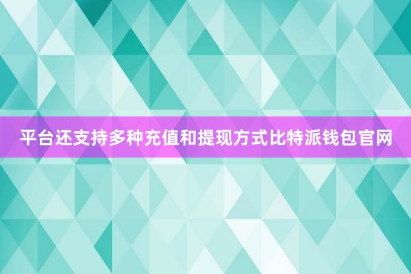 平台还支持多种充值和提现方式比特派钱包官网