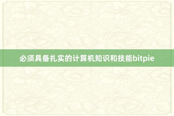 必须具备扎实的计算机知识和技能bitpie